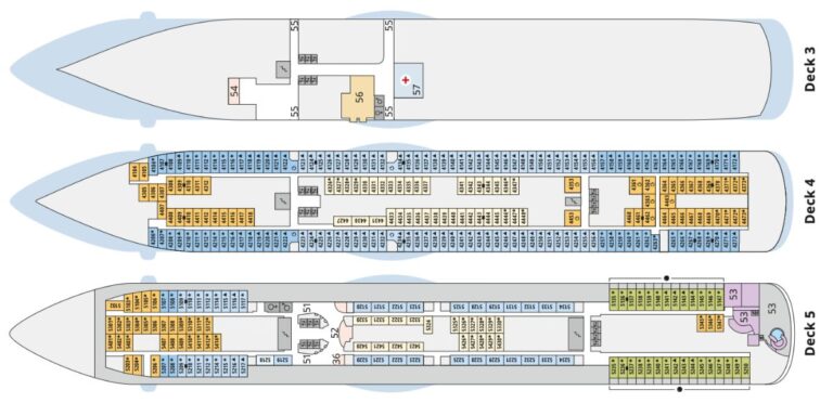 AIDAblu Deckplan Deck 3 bis 5