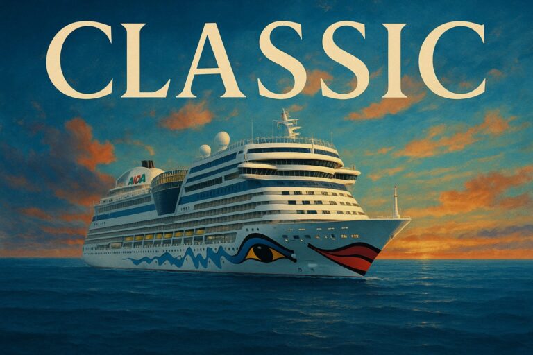 AIDA Kreuzfahrtschiff mit großem Schriftzug Classic