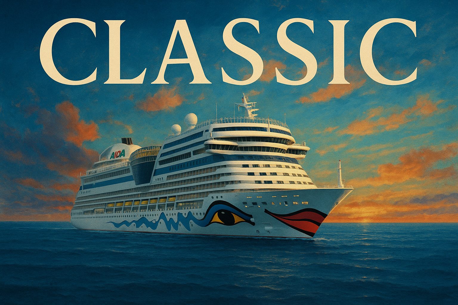 AIDA Kreuzfahrtschiff mit großem Schriftzug Classic