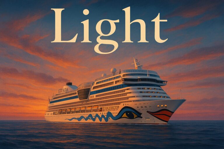 AIDA Kreuzfahrtschiff mit großem Schriftzug Light