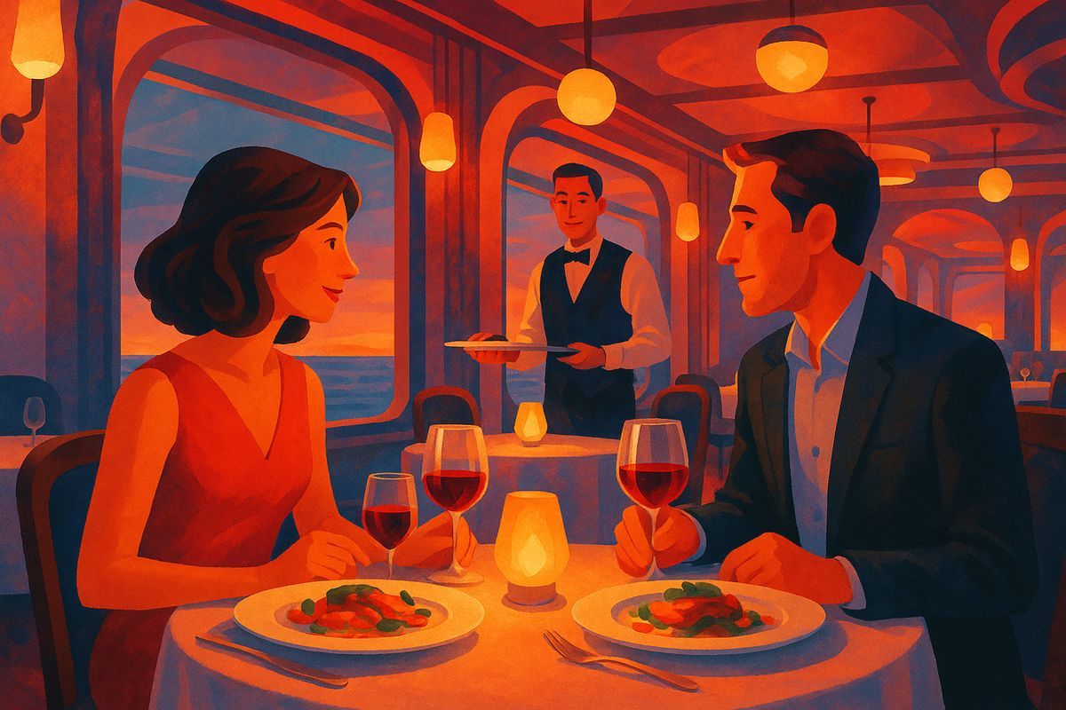 Gäste beim Abendessen im Atlantik-Restaurant auf Mein Schiff